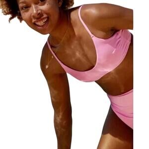 Aerie bubblegum pink scoop neck bikini top XS